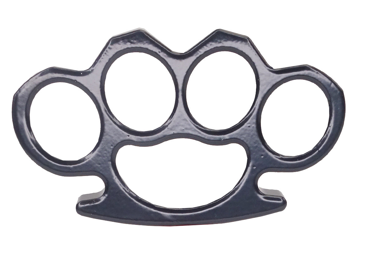 Schwarzer Schlagring aus Metall, 150 g, mit Gürteletui aus Nylon