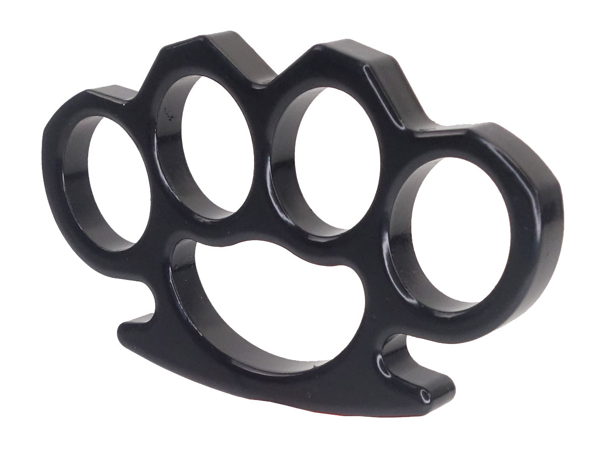 Schwarzer Schlagring aus Metall, 150 g, mit Gürteletui aus Nylon