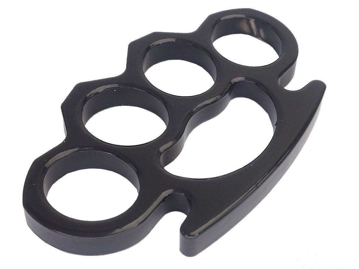 Schwarzer Schlagring aus Metall, 150 g, mit Gürteletui aus Nylon