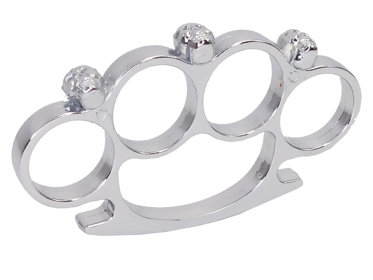 Metal Knuckle Duster with 3 Chrome Skulls