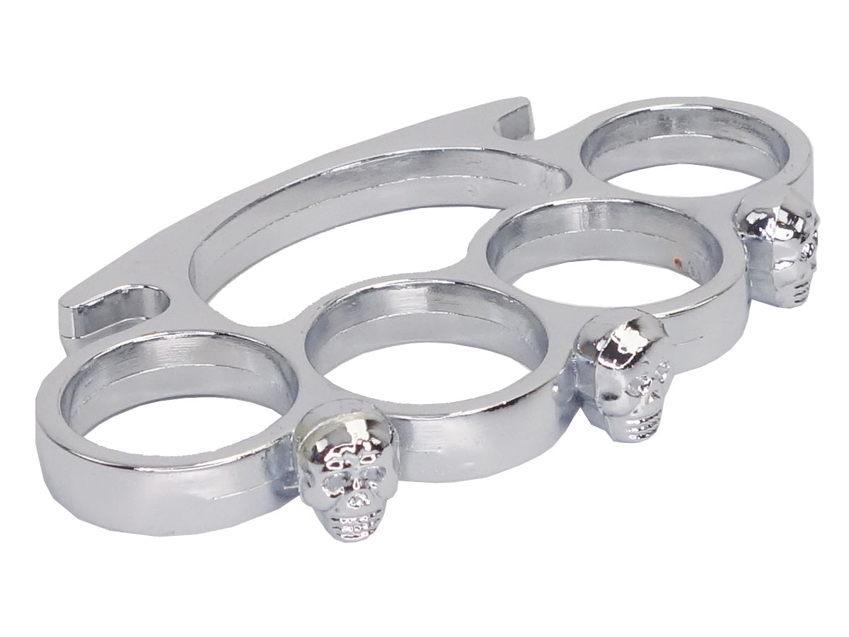Metal Knuckle Duster with 3 Chrome Skulls