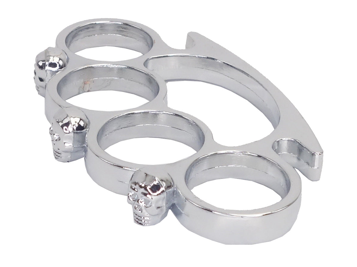 Metal Knuckle Duster with 3 Chrome Skulls