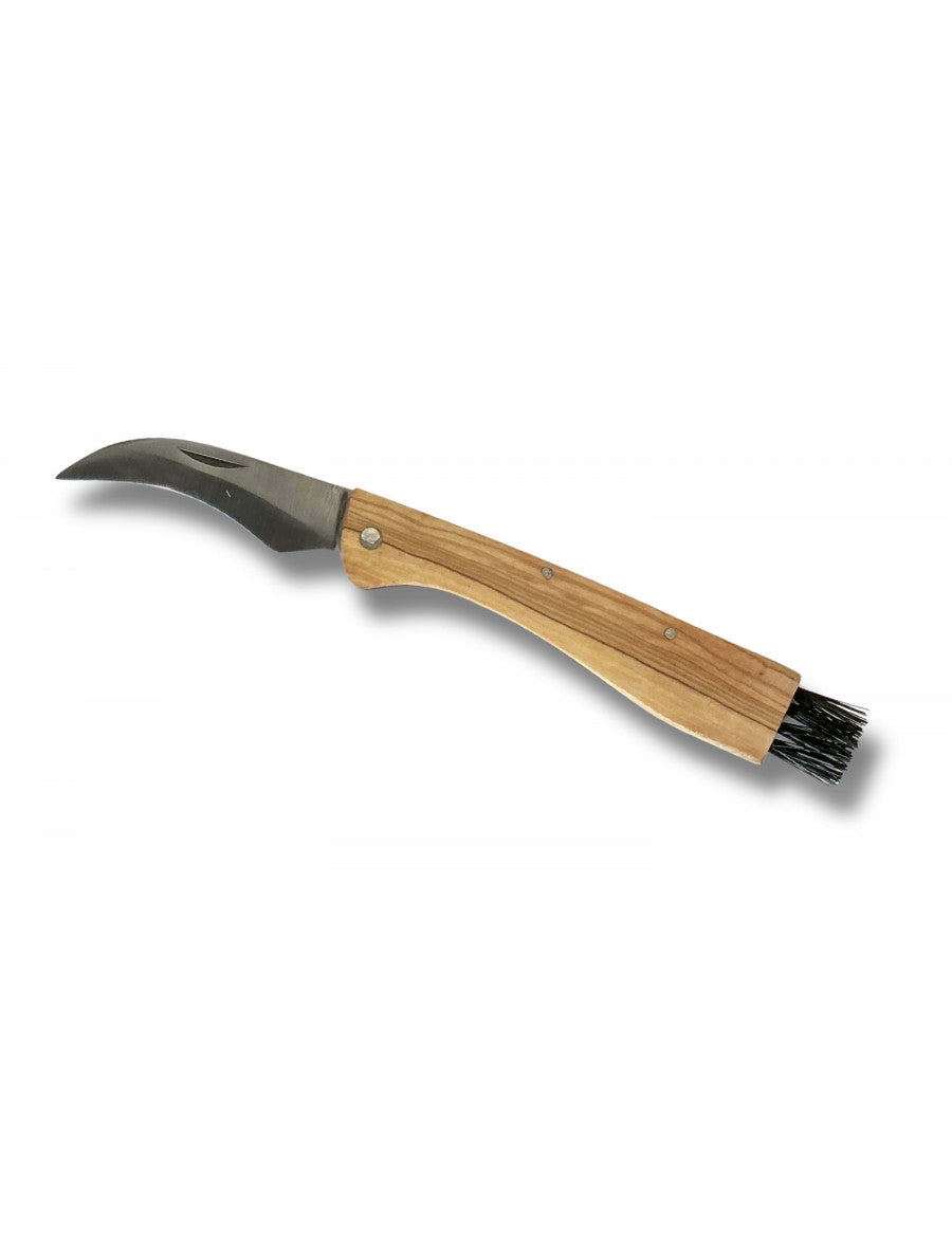Pilzmesser mit Holzgriff, 7cm Klinge mit Bürste