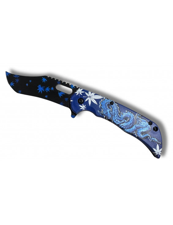 Blue dragon foliage knife, 9cm blade - belt clip