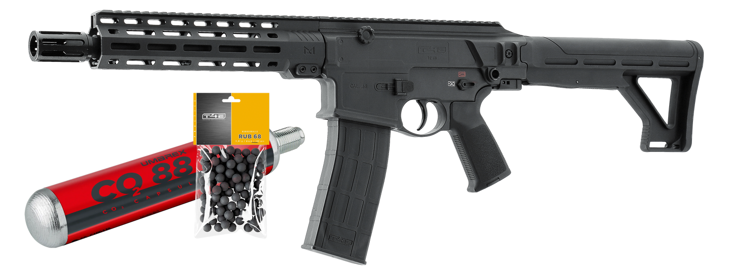 PACK PRET A TIRER T4E TC68 CAL 68 - 7.5 J (100 BILLES ET 1 CARTOUCHE CO2 88G)