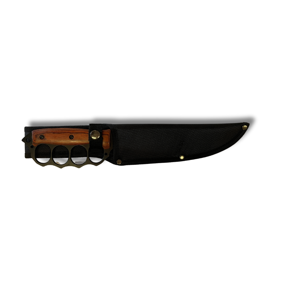 Couteau Poing Américain Metal/Bois Noir Lame 18cm