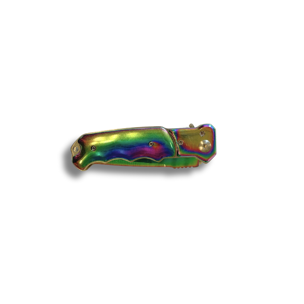 Messer aus eloxiertem Metall mit ergonomischem Griff. 9 cm lange Klinge.