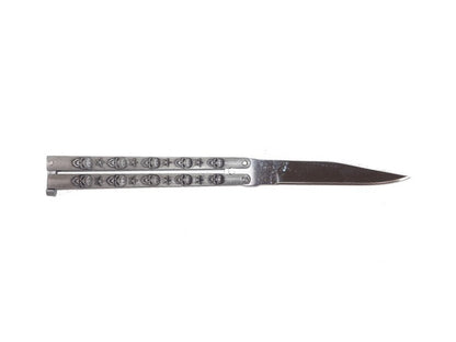 Gray openwork butterfly knife, 7 cm blade