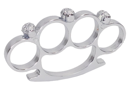Metal Knuckle Duster with 3 Chrome Skulls