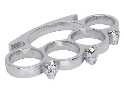 Metal Knuckle Duster with 3 Chrome Skulls
