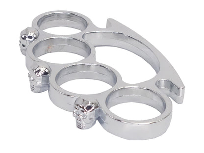 Metal Knuckle Duster with 3 Chrome Skulls