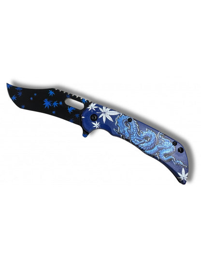 Blue dragon foliage knife, 9cm blade - belt clip