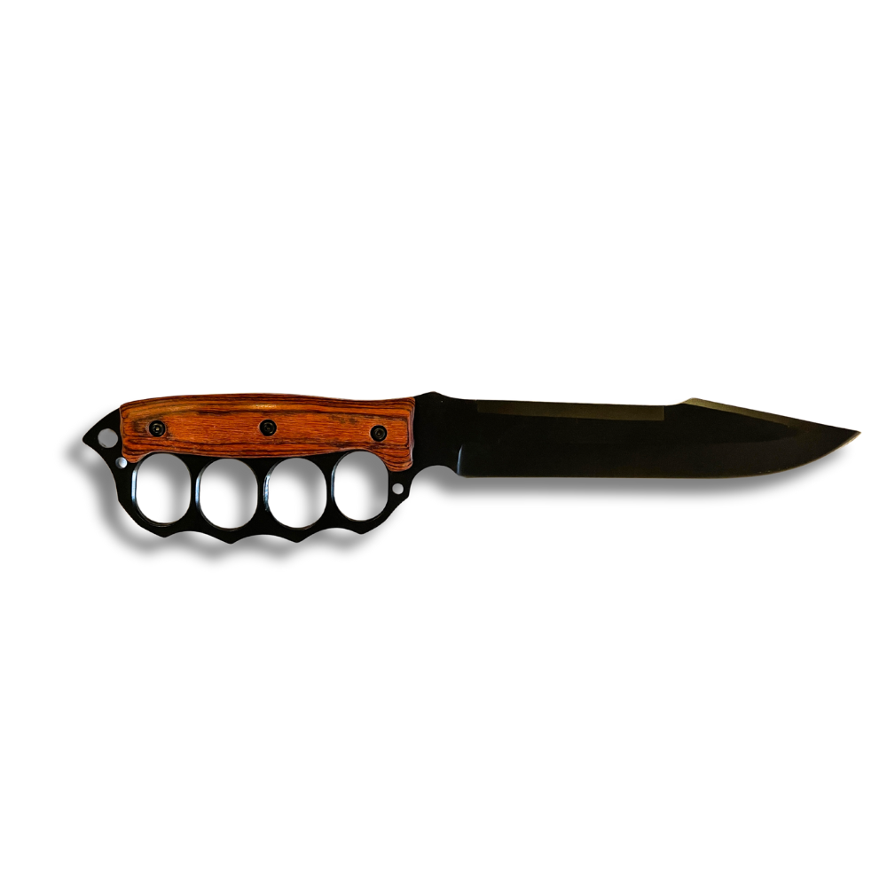 Couteau Poing Américain Metal/Bois Noir Lame 18cm