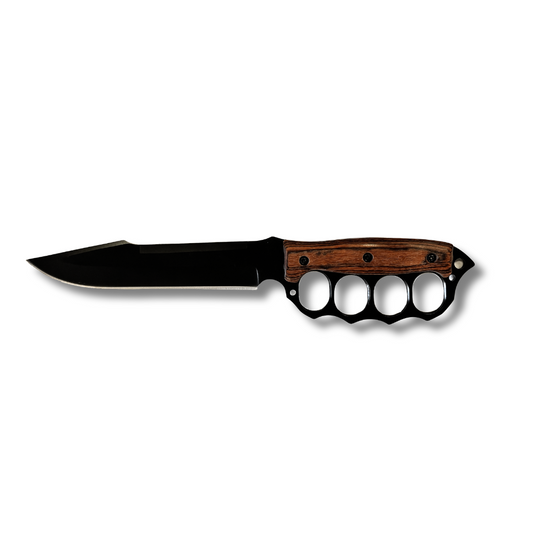 Couteau Poing Américain Metal/Bois Noir Lame 18cm