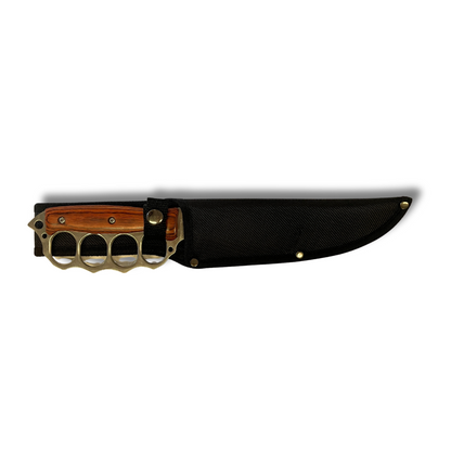 Knuckle Duster Knife Metal/Wood Silver Blade 18cm